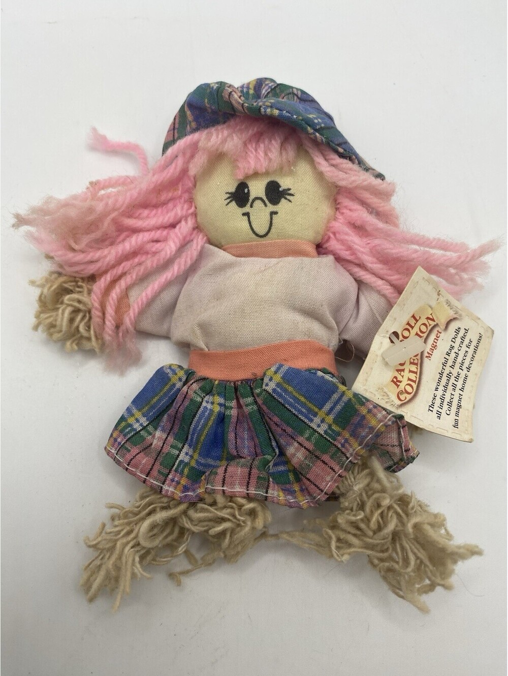 Vintage Refrigerator Magnet The Ragdoll Collection Pink Hair Blue Plaid Dress